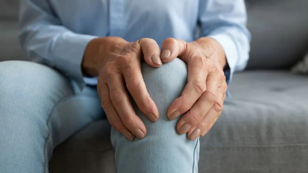 Close up of man with knee pain