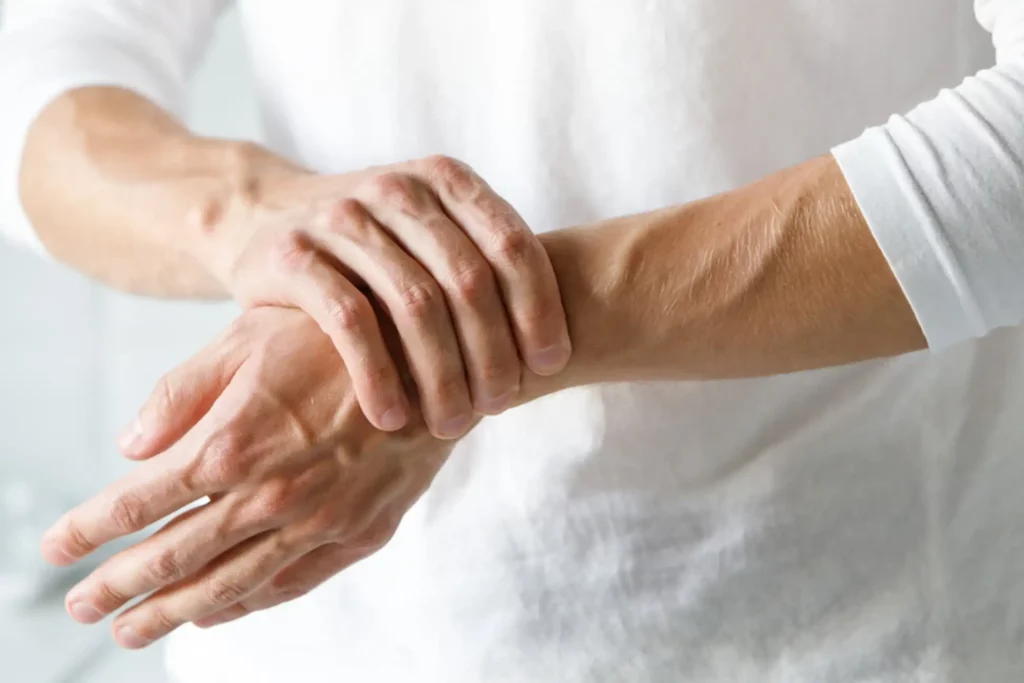 Close up of person with wrist pain