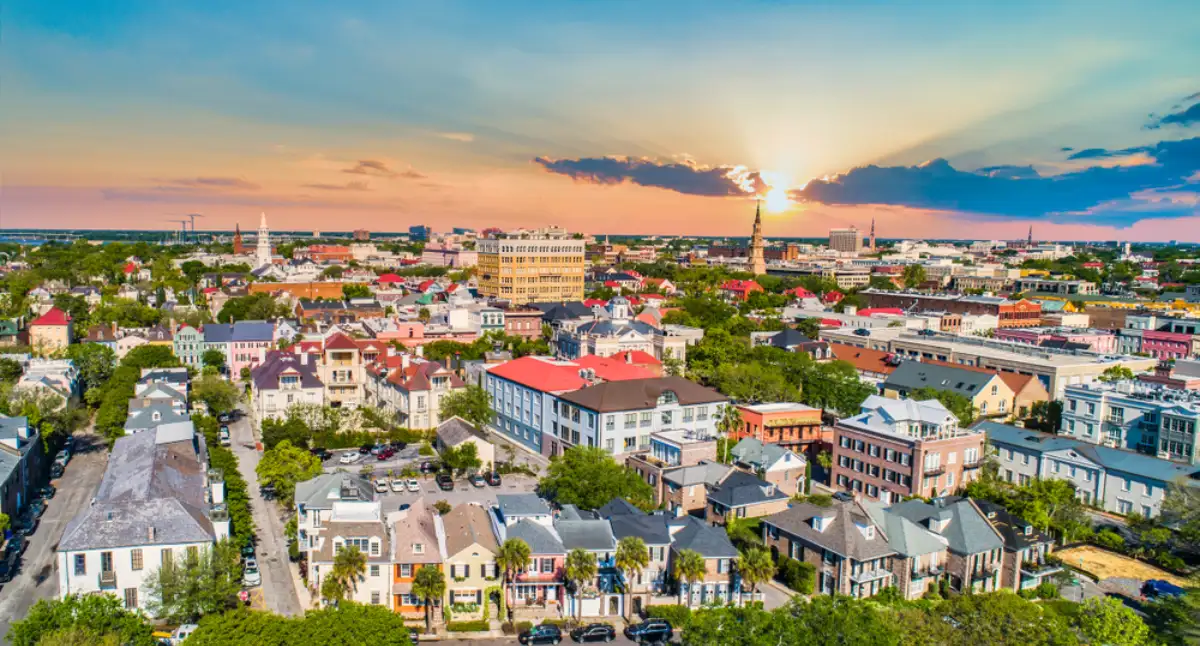 Aerial View of Downtown Charleston South Carolina