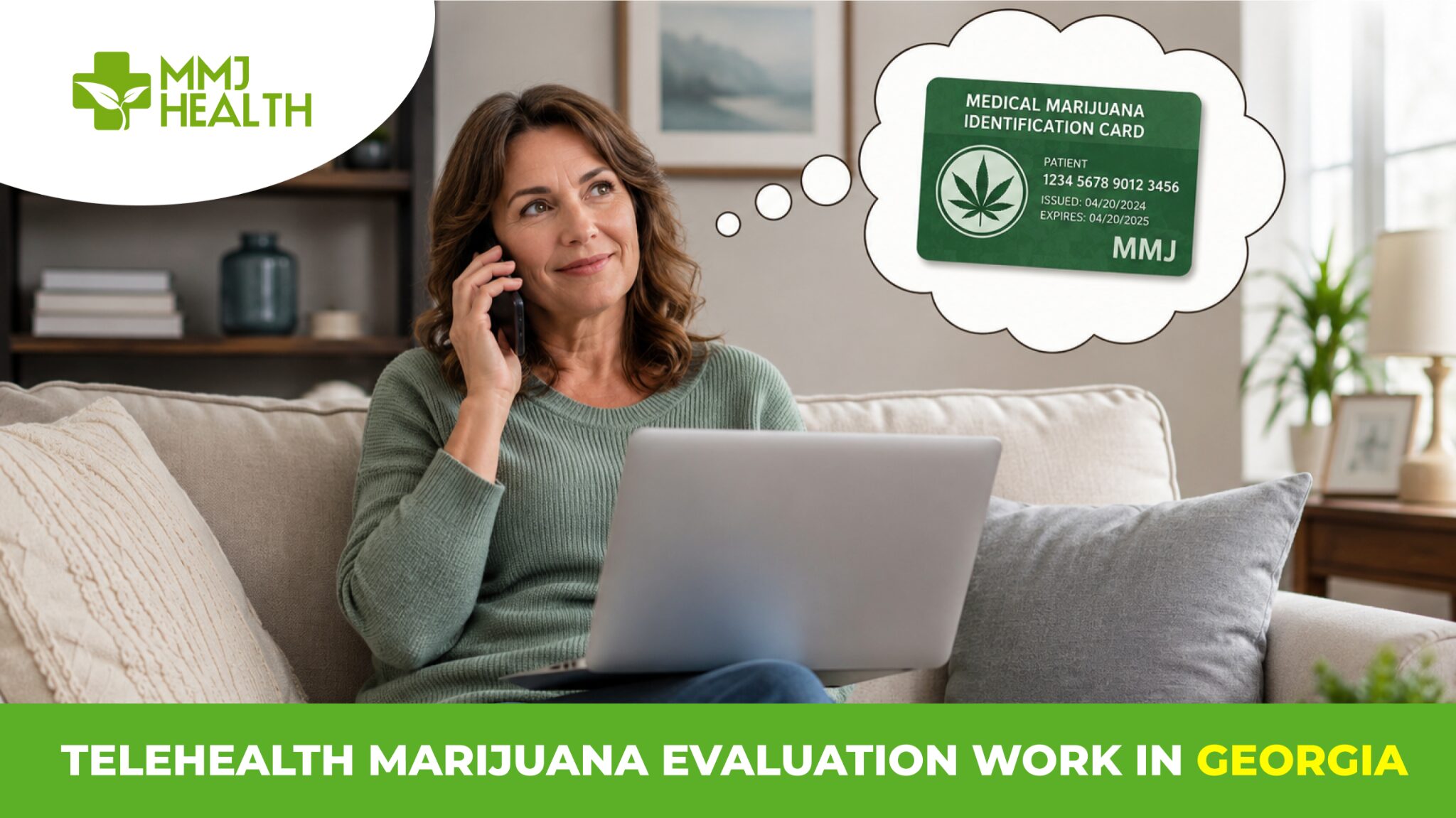 Patient completing a Georgia medical marijuana telehealth evaluation online with MMJ Health