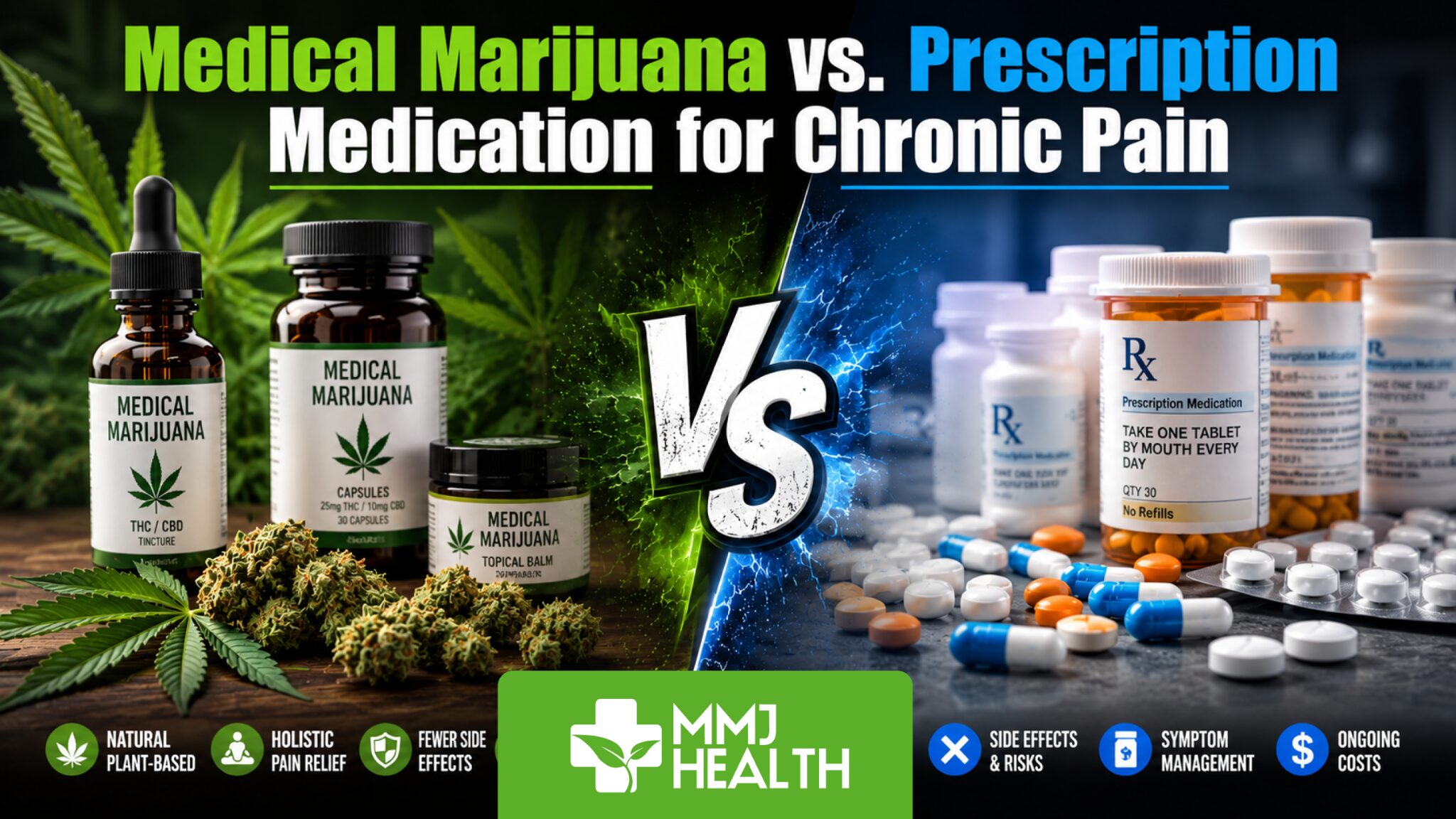 Medical marijuana and prescription pain medication comparison for chronic pain management